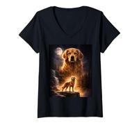 Mujer Perro Moonlight Golden Retriever Camiseta Cuello V