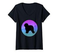 Mujer Perro Raza Antiguo perro pastor inglés Galaxia Espacio Camiseta Cuello V