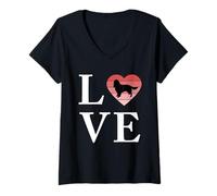 Mujer Perro Raza English Springer Spaniel Palabra Amor Tipografía Camiseta Cuello V