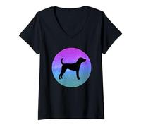 Mujer Perro Raza Jack Terrier Galaxia Espacio Camiseta Cuello V