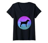 Mujer Perro Raza Parson Russell Terrier Galaxia Espacio Camiseta Cuello V