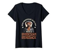 Mujer Perro Rhodesian Ridgeback Camiseta Cuello V
