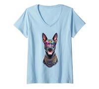 Mujer Perro Ridgeback tailandés de Mardi Gras Camiseta Cuello V