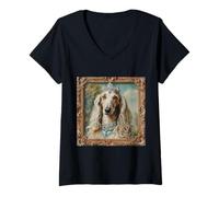Mujer Perro sabueso afgano Camiseta Cuello V