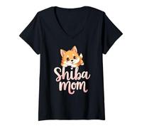 Mujer Perro Shiba Mom, Shiba Inu Mama, lindo cachorro Camiseta Cuello V