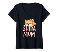 Mujer Perro Shiba Mom, Shiba Inu Mama, lindo cachorro Camiseta Cuello V