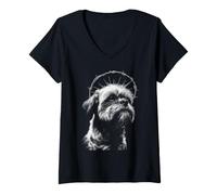 Mujer Perro Shih Tzu gótico Oscuro con Alambre de púas Grunge Camiseta Cuello V