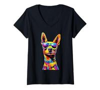 Mujer Perro Toy Terrier Ruso Russkiy Toy Perros Toy rusos Camiseta Cuello V