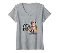 Mujer Perros Amantes OVNI Alien Funny Merch Extraterrestre Mascota Peludo Camiseta Cuello V