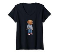Mujer Perros Amantes OVNI Alien Funny Merch Extraterrestre Mascota Peludo Camiseta Cuello V
