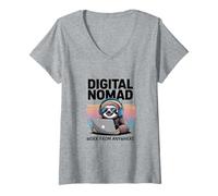 Mujer Perros Amantes OVNI Alien Funny Merch Extraterrestre Mascota Peludo Camiseta Cuello V