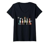 Mujer Perros Modernos de Mediados de Siglo Retro 50s 60S Atomic Camiseta Cuello V