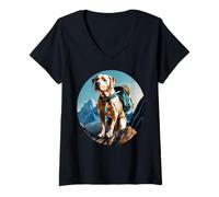 Mujer Perros Senderismo / Perro montañero Camiseta Cuello V