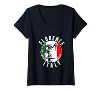 Mujer Perseo con Medusa Cabeza Vintage Florencia Italia Viajes Camiseta Cuello V