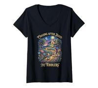 Mujer Persiguiendo a Jesús Y Niños Pequeños Fe Christian Mom Kids Camiseta Cuello V