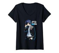Mujer Persona 3 Reload Protagonist Memento Mori Collage Video Game Camiseta Cuello V