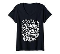 Mujer Persona Non Grata Estudiante Frase Latina Camiseta Cuello V