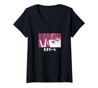Mujer Personaje japonés LoFi Tokio Girl Anime - Estética Japonesa Camiseta Cuello V