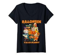 Mujer Personajes italianos Brainrot Temas Halloween Fiesta de disfraces Camiseta Cuello V