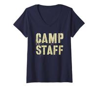Mujer Personal del Campamento Campamento de Verano Anfitrión Equipo de consejeros Enfermera Camiseta Cuello V