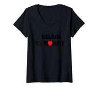Mujer Pertenezco a Mommy Mom Funny Mother Camiseta Cuello V