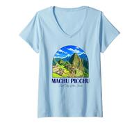 Mujer Perú Cusco Machu Picchu Ciudad Perdida de los Incas Travel Art Camiseta Cuello V
