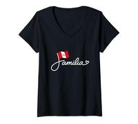 Mujer Peru Familia - Bandera Peruana Patrimonio Familiar Palabra Arte Camiseta Cuello V