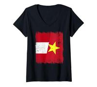 Mujer Perú Vietnam Media Bandera Peruana Vietnamita Historia Camiseta Cuello V