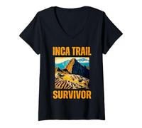 Mujer Peruano Machu Picchu Cusco Perú Inca Trail Survivor Design Camiseta Cuello V
