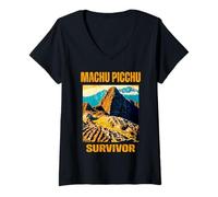 Mujer Peruano Machu Picchu Survivor Cusco Cuzco Perú Diseño de Viaje Camiseta Cuello V