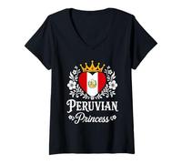 Mujer Peruvian Princess Peru Flag Proud Peruvian Girl Camiseta Cuello V