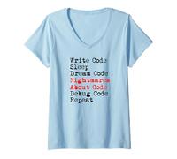 Mujer Pesadillas sobre el meme de depuración de código Camiseta Cuello V