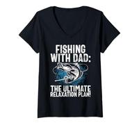 Mujer Pesca con papá: ¡El plan de relajación definitivo! Camiseta Cuello V