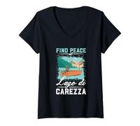 Mujer Pesca en Lago di Carezza Camiseta Cuello V