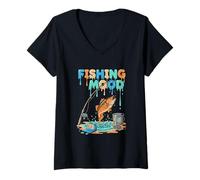 Mujer Pesca Mood Funny Cartoon Pescador Aventura Camiseta Cuello V