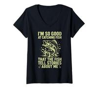 Mujer Pesca, Soy Tan Bueno en la Captura de Peces, Pescador, Pescador Camiseta Cuello V
