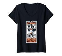 Mujer Pesca y American English Coonhound Camiseta Cuello V