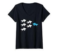 Mujer Pescado Dorado contra la Mainstream Camiseta Cuello V