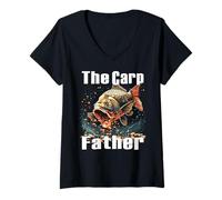 Mujer Pescador Carpa Pescado Camiseta Cuello V