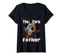 Mujer Pescador Carpa Pescado Camiseta Cuello V