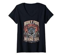 Mujer Pescador De Cangrejo Real De Alaska Built For The Bering Sea Camiseta Cuello V