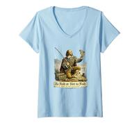 Mujer Pescar o no Pescar Divertido Juego de Palabras de Pesca de Shakespeare Camiseta Cuello V
