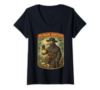 Mujer Peste Doctor Retro Cómic Estilo Gótico Horror Camiseta Cuello V