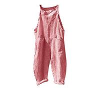 Mujer Petos Baggy Mono Overalls con Bolsillos Pantalones Largo Harem Anchos Casual Elegante Petos Raya Suelta Jumpsuit Rosa ES 42