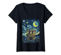 Mujer Petra Jordan Noche Estrellada Historia del Arte Presente Camiseta Cuello V
