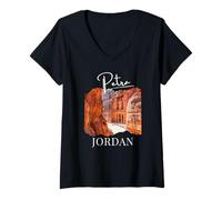 Mujer Petra Jordan Souvenir Turístico Sitio arqueológico Ver Camiseta Cuello V