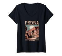 Mujer Petra Jordanian Souvenir Mujeres Hombres Siete Maravillas del Mundo Camiseta Cuello V