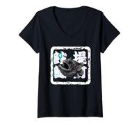 Mujer Pez Abisal con Kanji Japonés Diseño Camiseta Cuello V