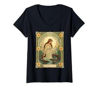 Mujer Pez Sagrado y Bien de Dwynwen Camiseta Cuello V