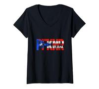 Mujer PFKNR Bandera Vintage de Puerto Rico Boricua Root Home Camiseta Cuello V